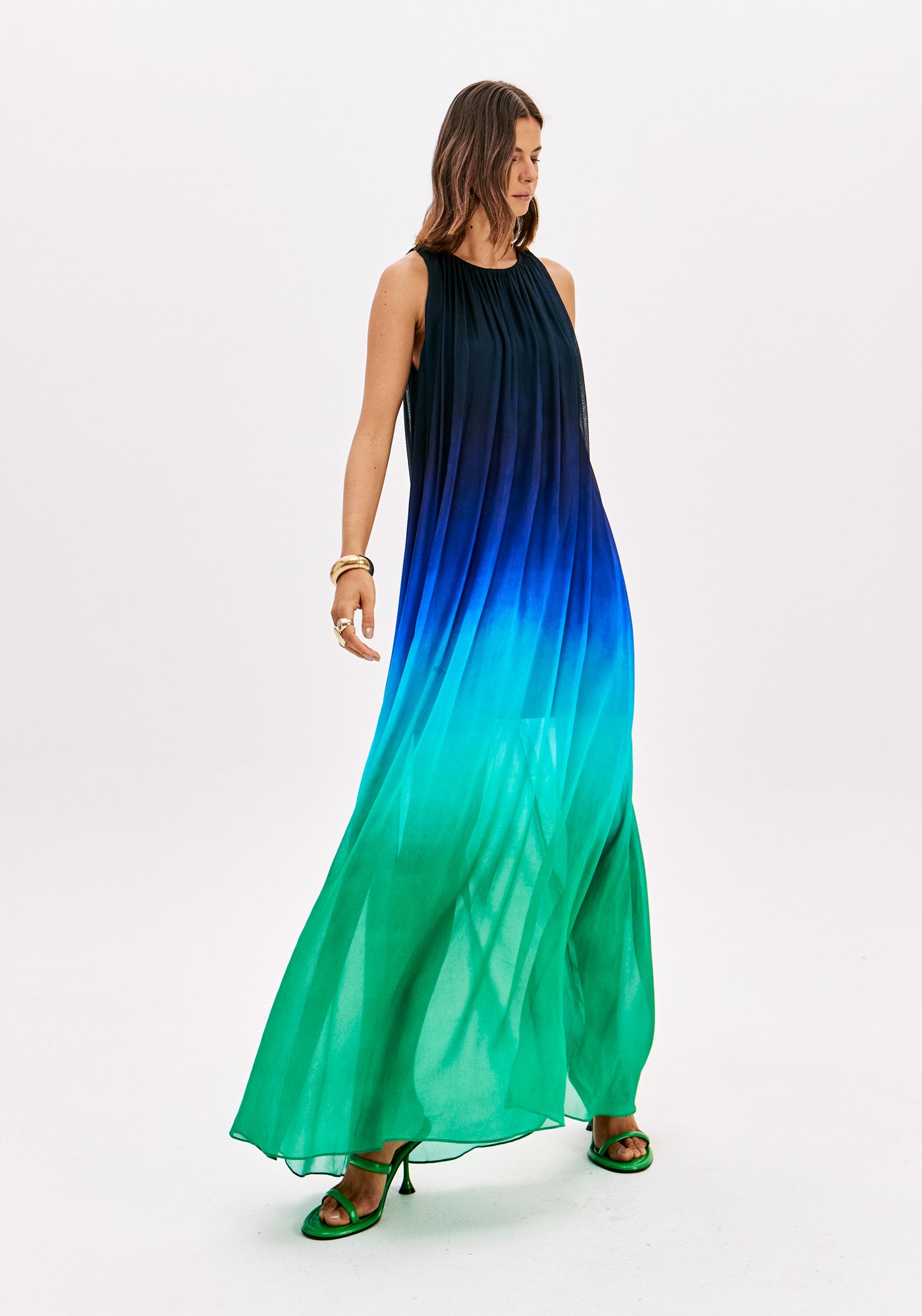Vestido Longo Sem Manga Estampado