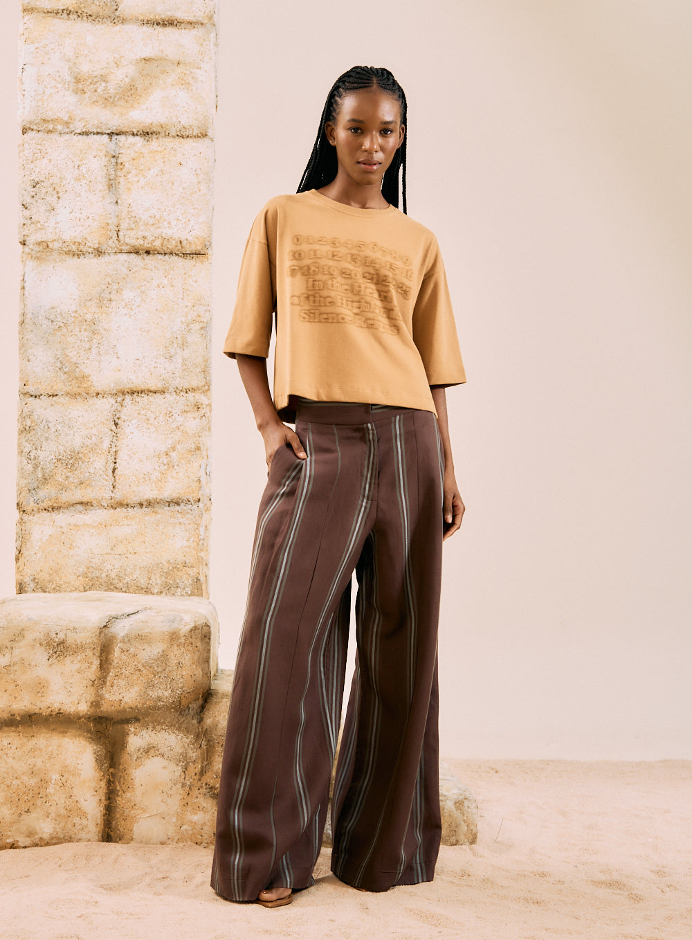 Calça Linho Listrada