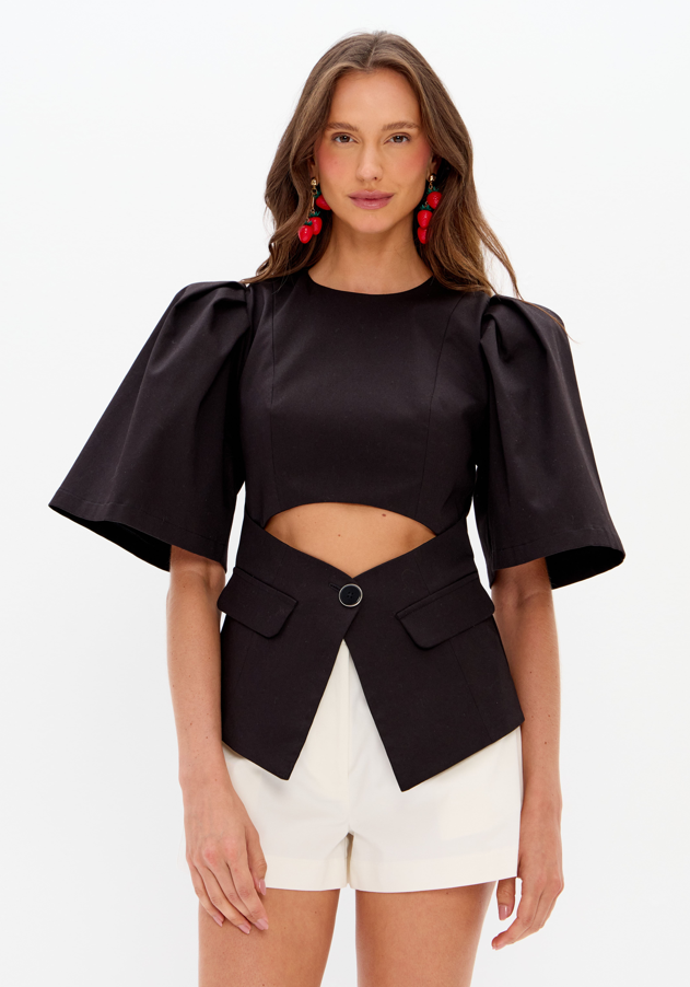 Blusa De Alfaiataria Com Cut Out