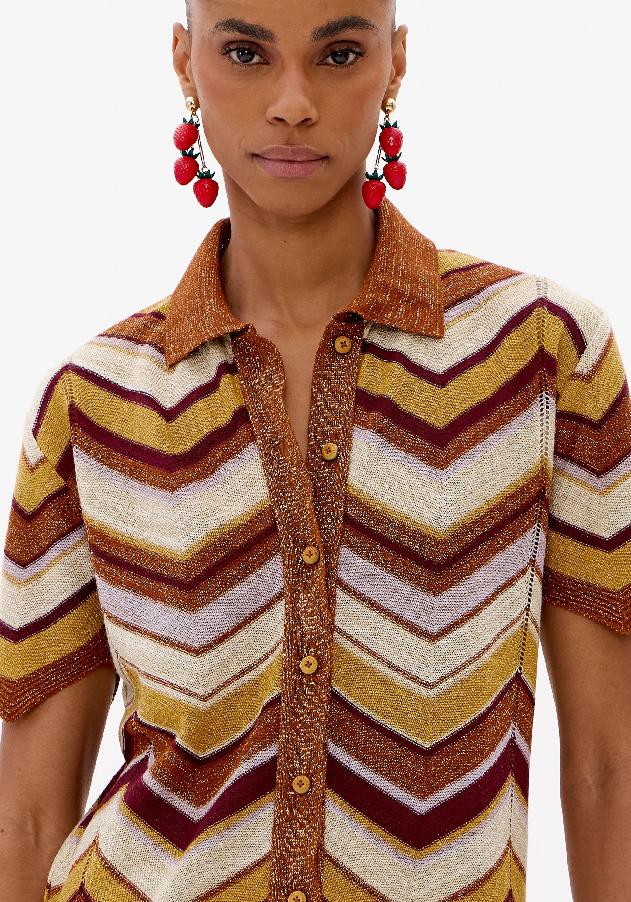 Camisa Trico Manga Curta Com Lurex