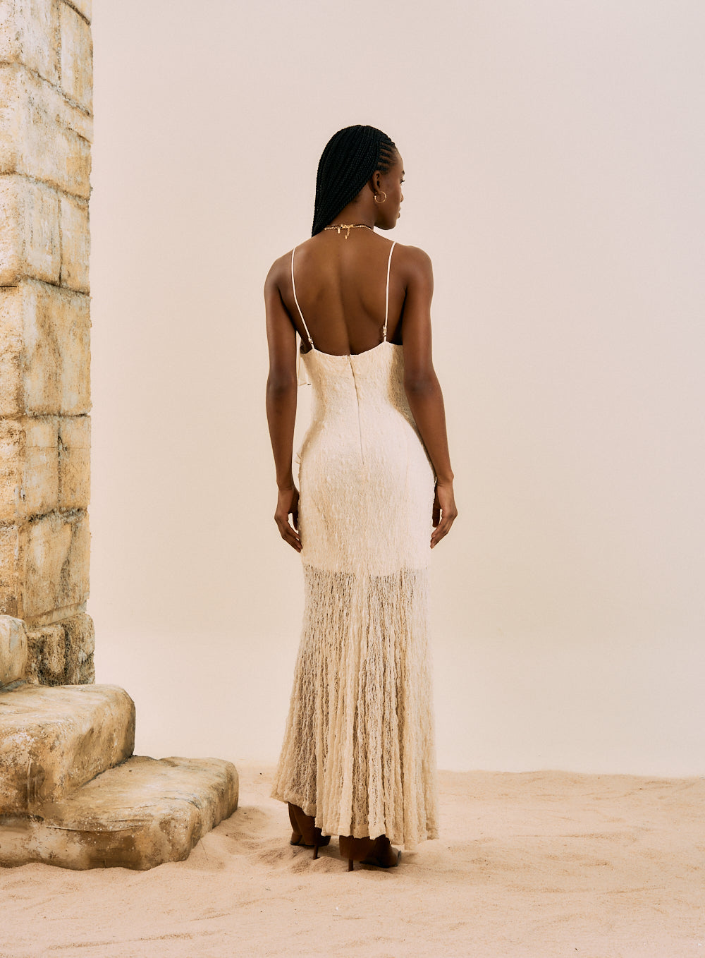 Vestido Renda Bege Italian