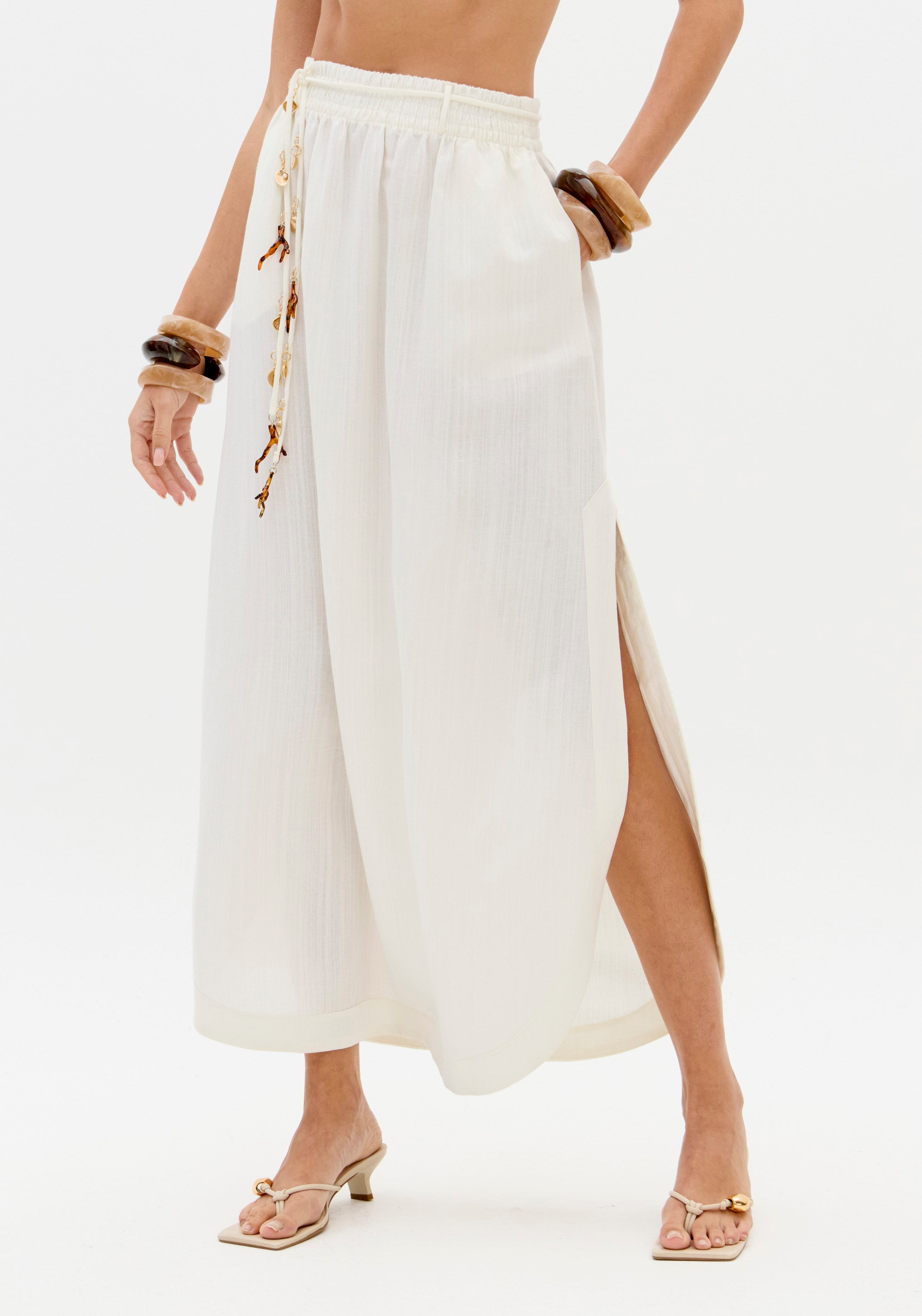 Saia Super Midi Com Linho