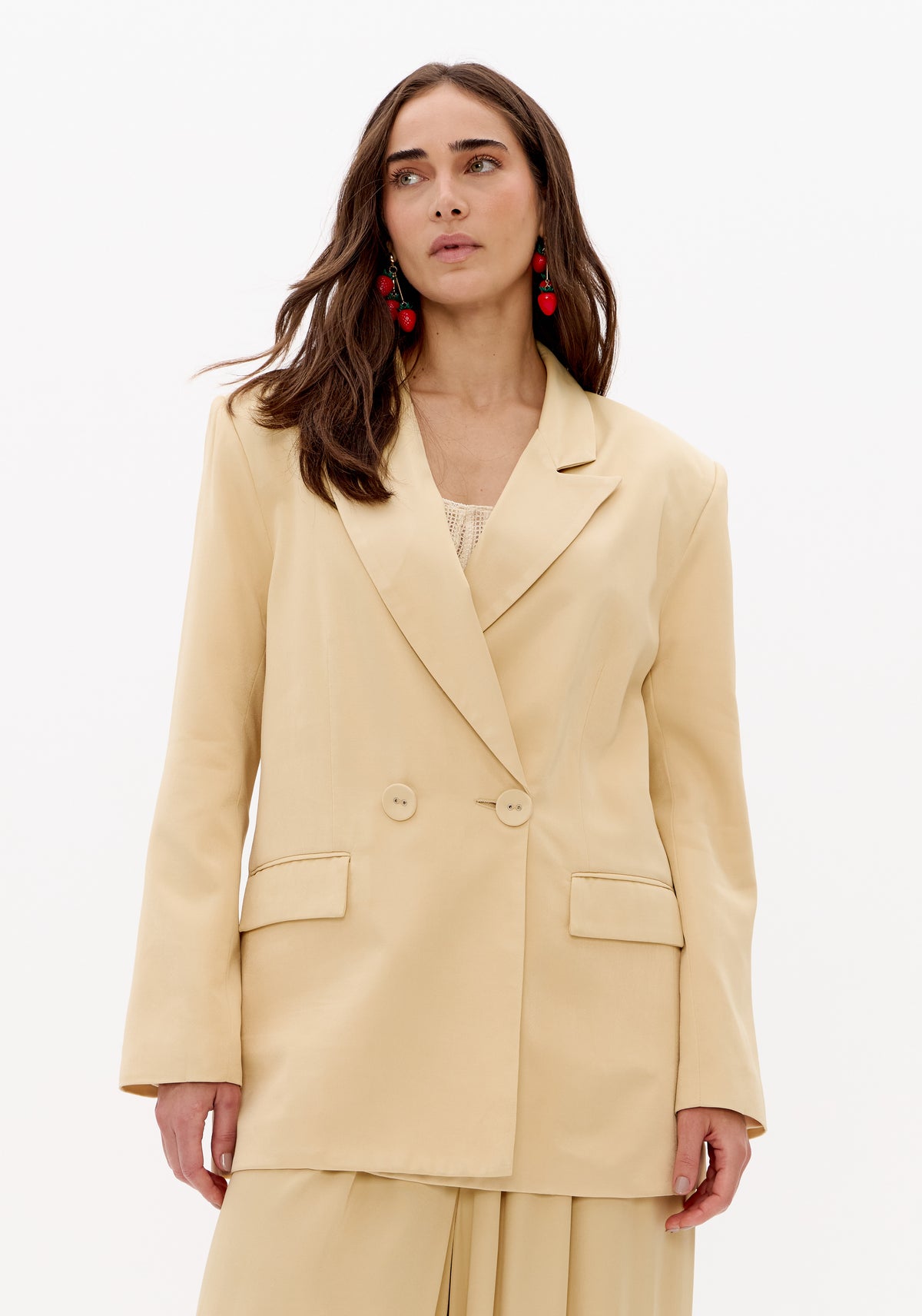 Blazer Regular Manga Longa Acetinado